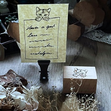 no.87 躲貓貓-小喵 手繪復古印章