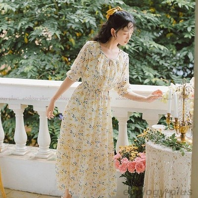 レディースマキシワンピースきれいめ40代花柄ロングワンピースシフォンワンピミモレ丈ワンピース通勤半袖夏 通販 Lineポイント最大get Lineショッピング