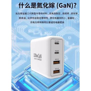 130W氮化鎵USB充電器PD100w快充適用于平板手機筆記本GaN充電頭140W智能分流QC3.0大功率超級快充折疊適配器