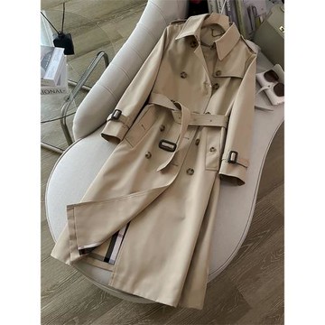 高級感氣質收腰長款風衣女2025秋季雙排扣大衣英倫風經典過膝外套