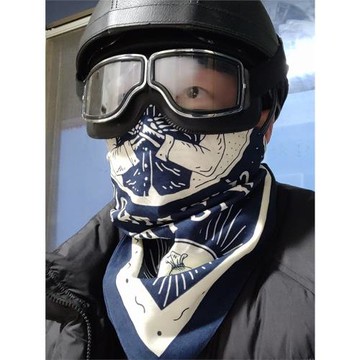 純棉方巾男復古哈雷機車半臉面罩防曬摩托車騎行面巾薄款頭巾女