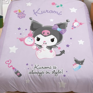 KUROMI 酷洛米 磨毛卡通 妝酷女孩 雙人被套  212 x 182cm  酷洛米-妝酷女孩