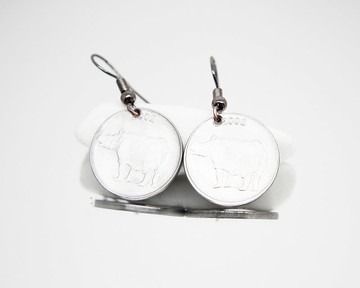 硬幣圈耳環 迷你硬幣耳環 小硬幣耳環 硬幣吊式耳環