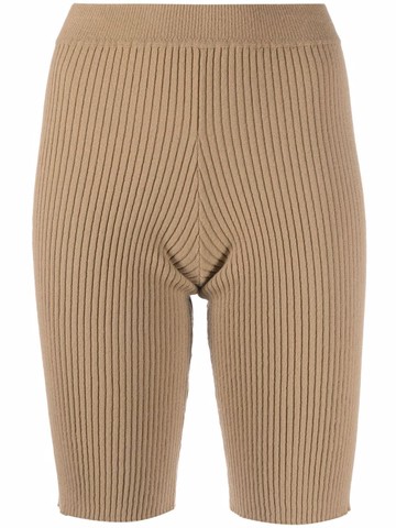 AMI AMALIA - ribbed knit shorts - women - Merino - S - Neutrals