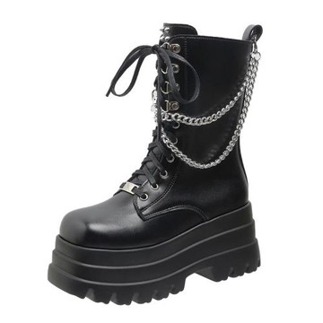 馬丁靴高跟厚底切爾西靴punk women martin boots platform boots