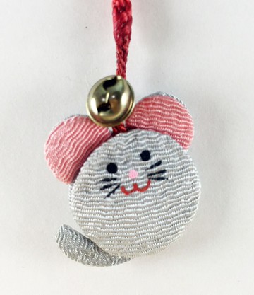 【震撼精品百貨】日本手機吊飾 和風布料材質-老鼠造型-灰色 震撼日式精品百貨