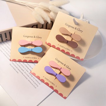 G&G磨砂蝴蝶結壓夾兩入組-5cm（三款顏色隨機出貨）