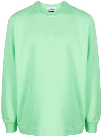 Stone Island - logo-print long-sleeve sweatshirt - men - Cotton - XXL - Green