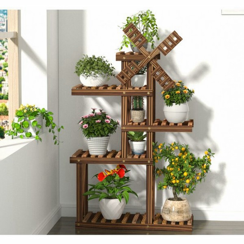 5層植物スタンド風車植木鉢棚屋内屋外ガーデンプランター棚収納ラック 通販 Lineポイント最大get Lineショッピング