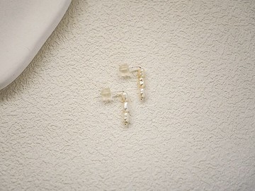 VESTA 小珍珠L型耳針 兩戴 SV925/14KGF