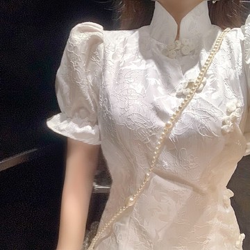 2022年新款春高端氣質小子少女改良版年輕款旗袍連衣裙子女夏季