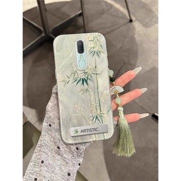 適用oppoa9手機殼a9x保護套新款女防摔吊墜流蘇硅膠PCEM00PCAT10防滑OPPOA9閃粉羽紗殼風雅玉骨竹0ppoa9外殼