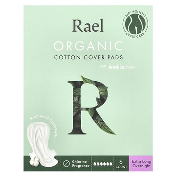 Rael, 有機棉護墊，夜用加長型，6 片