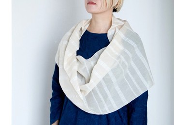 有機棉與亞麻(苧麻)條紋圍脖