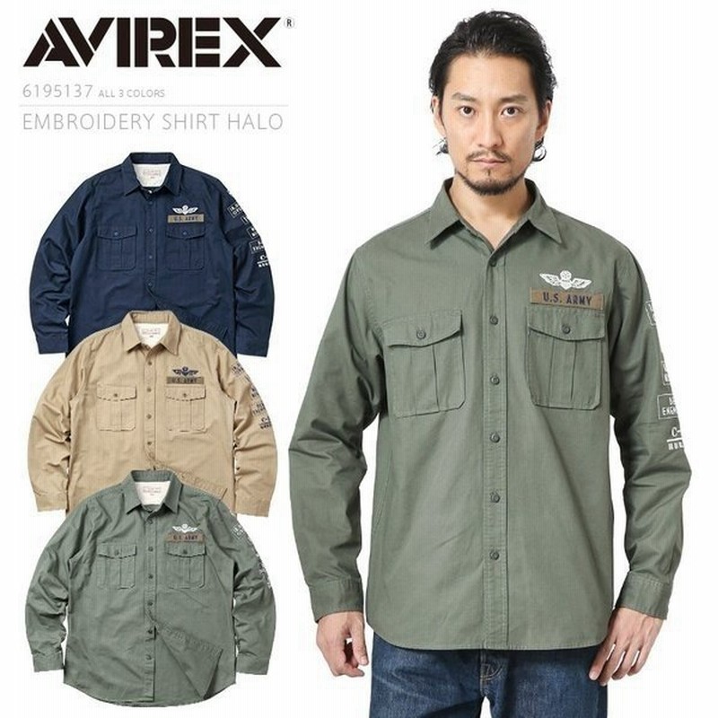 Avirex アビレックス Embroideryシャツ カーキシャツ Halo メンズ ミリタリーシャツ 長袖 厚手 おしゃれ ブランド クーポン対象外 通販 Lineポイント最大0 5 Get Lineショッピング