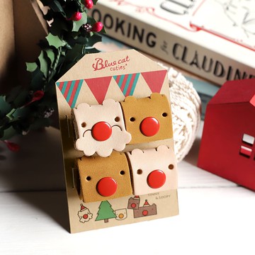 【聖誕禮物 交換禮物】Xmas Tinny 真皮革集線器 老人麋鹿4入
