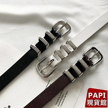 大方釦黑色皮帶【66671】復古韓版新款簡約休閒牛仔褲腰帶 簡約百搭 裝飾 湊免運 女生配件 PAPi