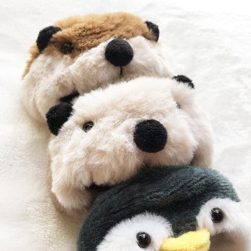 新品 毛絨絨小動物頭套系列 海獺企鵝小號