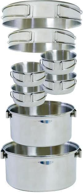 【【蘋果戶外】】犀牛 Rhino KS-45【45人套鍋】四-五人不銹鋼輕便套鍋 炊具 不鏽鋼鍋 四人鍋 不鏽鋼碗 煎盤