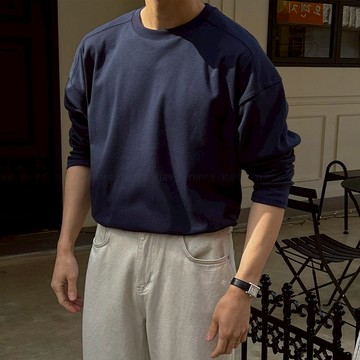 正韓Supima柔棉落肩剪裁防水長袖T恤 10色 YUPPIE 預購商品 1110