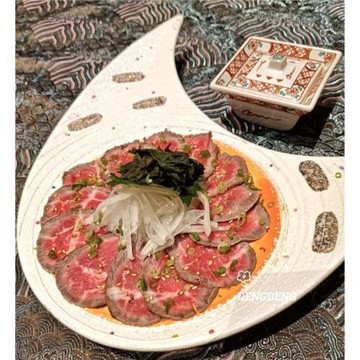 日本懷石板前會席料理陶瓷餐具月亮形壽司刺身拼盤骨碟燒鳥烤肉盤