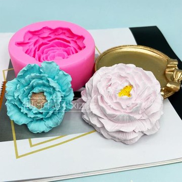牡丹花翻糖蛋糕模具新款花開富貴diy車載香薰石膏硅膠模具