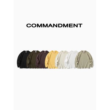 COMMANDMENT 男士春秋季長袖t恤多色打底衫 純棉純色寬松休閑體恤