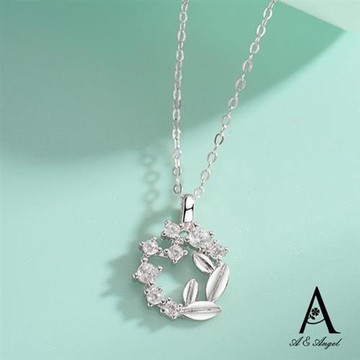 ANGEL 幸運花環麥穗鏤空水鑽韓風項鍊(銀色)