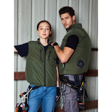 夏季降溫空調帶風扇的衣服馬甲戶外背心高空工地防曬涂層工作服