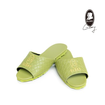 【GLORY】專利格紋止滑靜音室內皮拖 - 果綠