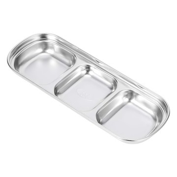 A-OK 3格韓式小菜盤 分隔設計 多功能用途  1個  銀色