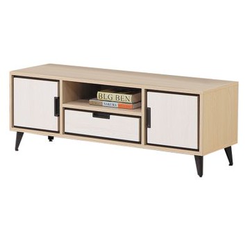 文創集 卡利雙色4尺二門單抽電視櫃-121x40x45cm免組