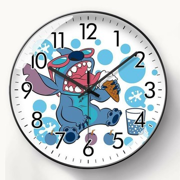 免運/公司貨 鐘 掛鐘 史迪仔掛鐘 動漫石英鐘 表時鐘 圓形靜音兒童房臥室卡通萌家用掛表 可開發票 全館五折 工廠現貨直銷 新品特價 z11011