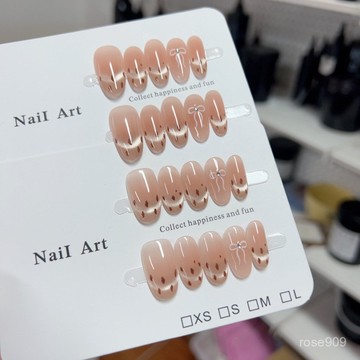 ➕最新設計款穿戴甲💅豹紋奶咖可愛奶呼呼氛圍感腮紅法式蝴蝶結穿戴甲純手做甜美風美甲短橢圓穿戴甲 2KGB