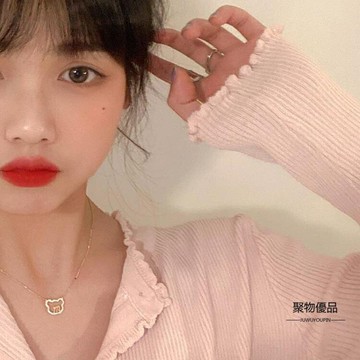 小熊項錬女小眾毛衣錬子長款輕奢鎖骨錬配飾【聚物優品】