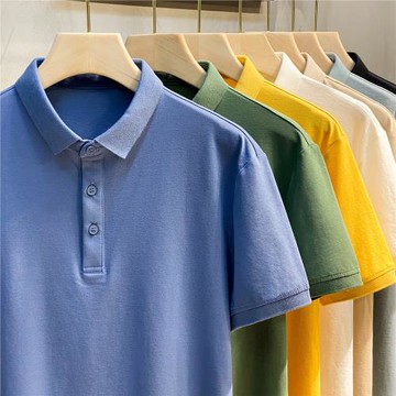 高端純色Polo衫2025新款男士短袖t恤男裝夏季上衣商務翻領潮流