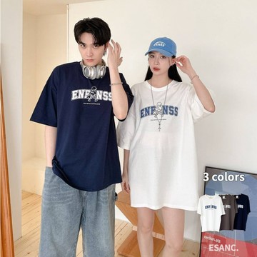 【衣衫倉庫】韓國 街頭風 ENENSS 3色 滑板小子 男孩 滑板 字母 印花 寬鬆上衣 短T