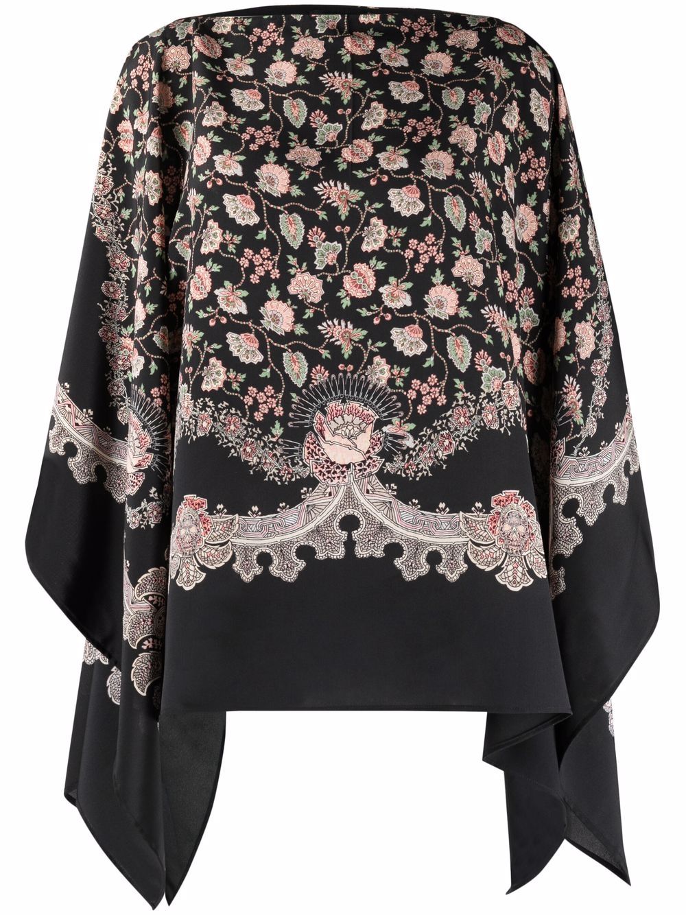 ETRO - floral-print scarf blouse - women - Silk - OS - Black