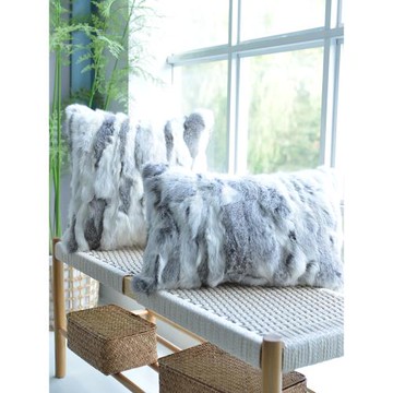 網紅獺兔毛超柔軟真皮草抱枕長毛絨汽車靠墊臥室床頭客廳沙發靠枕