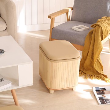 竹編實木收納凳儲物凳子家用門口放東西可坐多功能小整理箱換鞋椅181YJ 公司貨