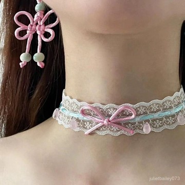 ♡ 𝑪𝒉𝒊𝒄 𝒖 ♡純慾蘿莉白蕾絲鎖骨鏈項鏈choker甜美小衆氣質短款頸鏈脖鏈設計款
