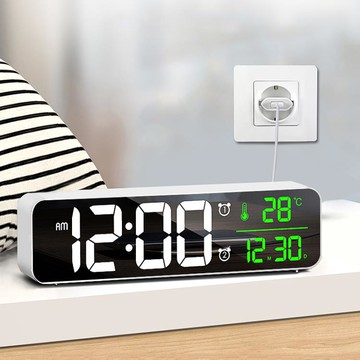 液晶大數字電子鬧鐘家用夜光日歷溫度顯示電視柜簡約台鐘HA810雙12購物節 八折下殺價