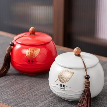 陶瓷茶葉罐密封罐防潮儲存茶罐通用小號家用瓷罐擺件