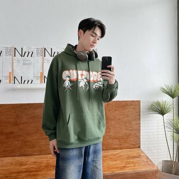 【Concept Design】*滑板男孩韓版長袖-  帽T（沒有刷毛）男女可80422 (綠)-XL    Concept Design