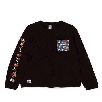 CHUMS 女Animals Pocket L/S T-Shirt長袖上衣 黑色-CH112512K001