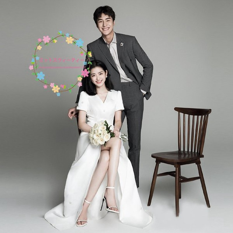 ウェデイングドレス フォトウエディング 二次会用 ウエディングドレス ドレス 花嫁 ワンピース 半袖 白 結婚式 二次会 スレンダーライン 後撮り シンプル 通販 Lineポイント最大get Lineショッピング