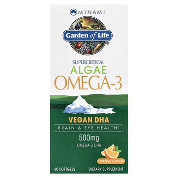 Minami Nutrition, 植物DHA，超臨界Omega-3補充劑，橘子味，60粒軟膠囊