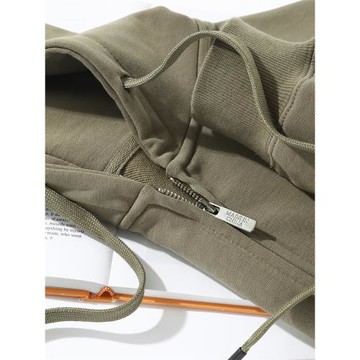 復古軍綠色！420g重磅毛圈布拉鏈連帽衛衣開衫女秋季寬松休閑外套