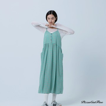 [涼感洋裝]不規側線條口袋細肩洋裝 PizzaCutFive PCF252487017