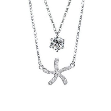 925純銀項鍊 鑲鑽吊墜-精緻亮眼清新可愛母親節情人節生日禮物女飾品73dk28【獨家進口】【米蘭精品】